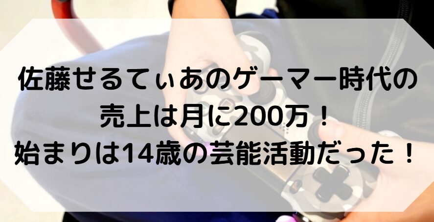 佐藤せるてぃあのゲーマー時代の売上