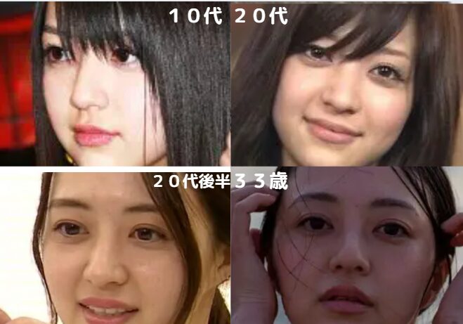 逢沢りな１０代から３３歳までの顔が老けたのか４つの比較画像