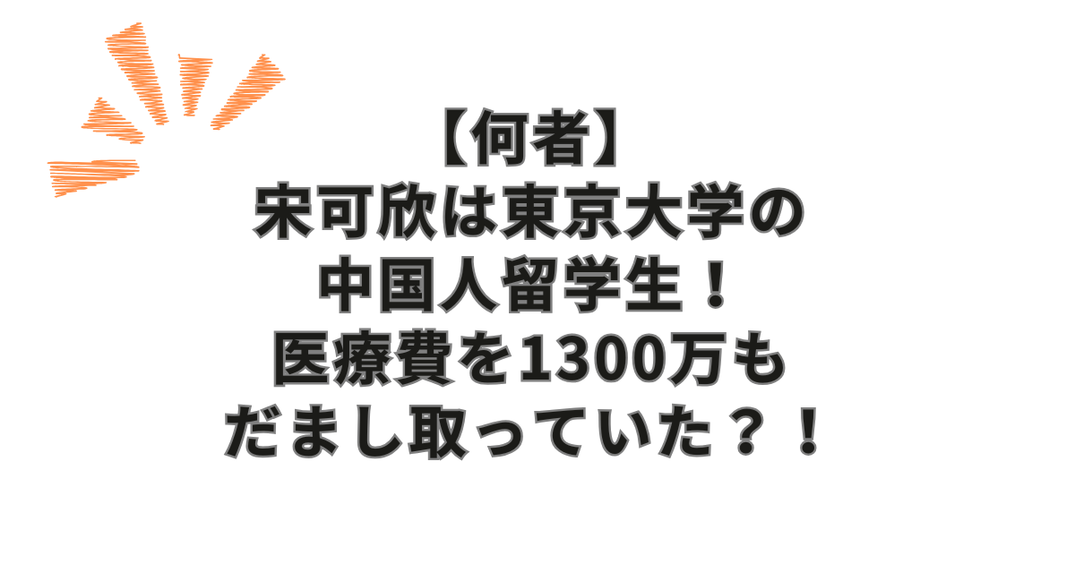 【何者】宋可欣は東京大学の中国人留学生！医療費を1300万もだまし取っていた？！